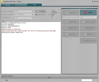 OPPO A31 (CPH2015) Pattern Unlock in Octoplus Frp Tool 2021