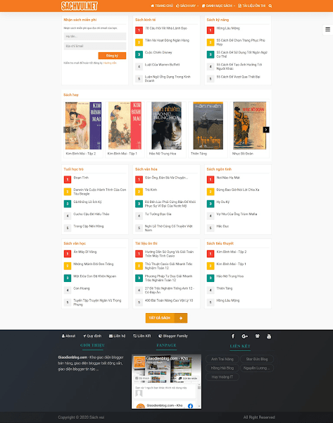 Template blogspot chia sẻ sách - Sách Vui