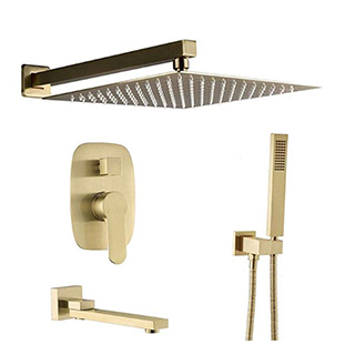 Brass Brushed Gold 12 Inch Wall Mount Rainfall Shower...