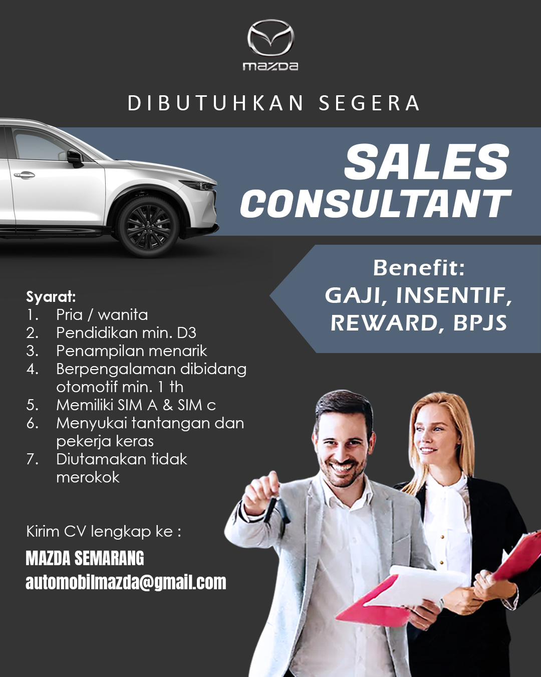 Loker Dealer Mobil Mazda di Semarang Bulan Mei 2024