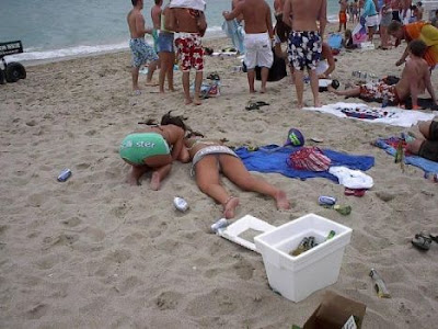 drunk womens sleep in beach