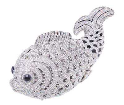 Crystal fish formal clutch purse