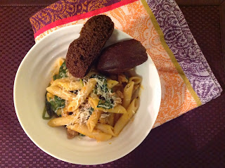 Pumpkin, Spinach, and Sausage Pasta