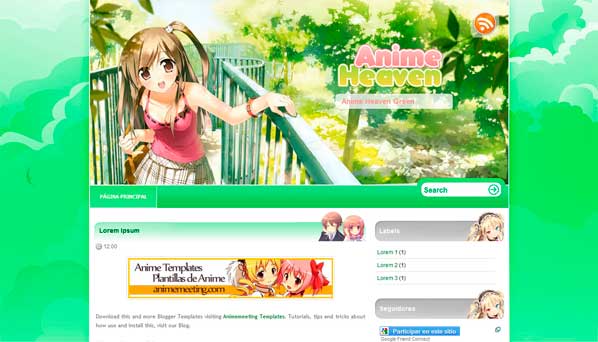 anime blogger template Anime Heaven Green