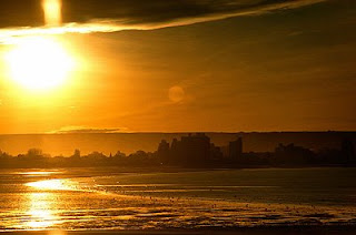 Fotografía del atardecer en Puerto Madryn