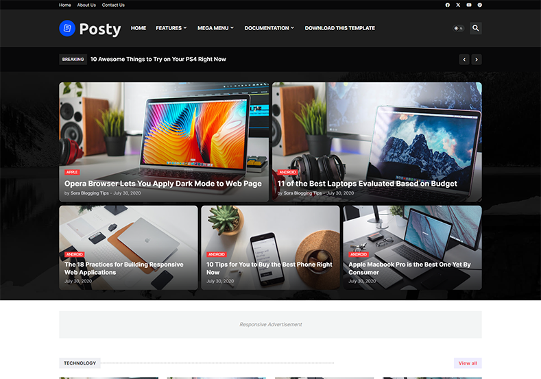 Posty Blogger Template