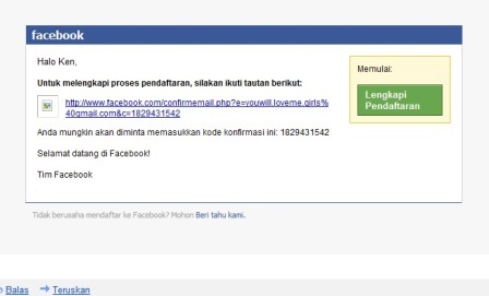 Verifikasi e-mail yang didaftarkan di Facebook (FB)