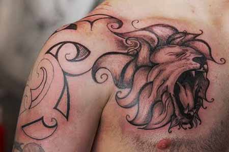 tribal lion tattoo on biceps Tribal Lion Tattoo Designs