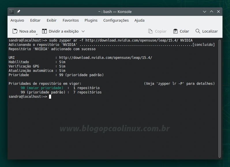 Adicionando o repositório da NVIDIA no openSUSE Leap 15.4