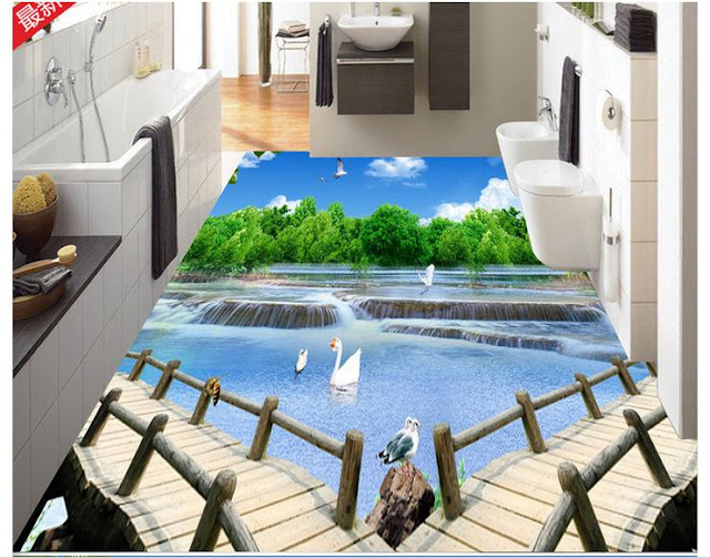 awesome 3D bathroom floor murals - epoxy flooring options