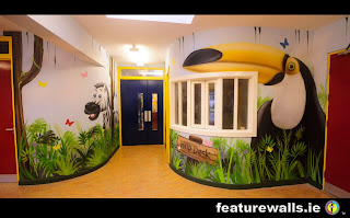 KILCOONA NATIONAL SCHOOL RECEPTION AREA MURAL WITH JUNGLE ANIMALS HAND PAINTED BY FEATUREWALLS.IE 2