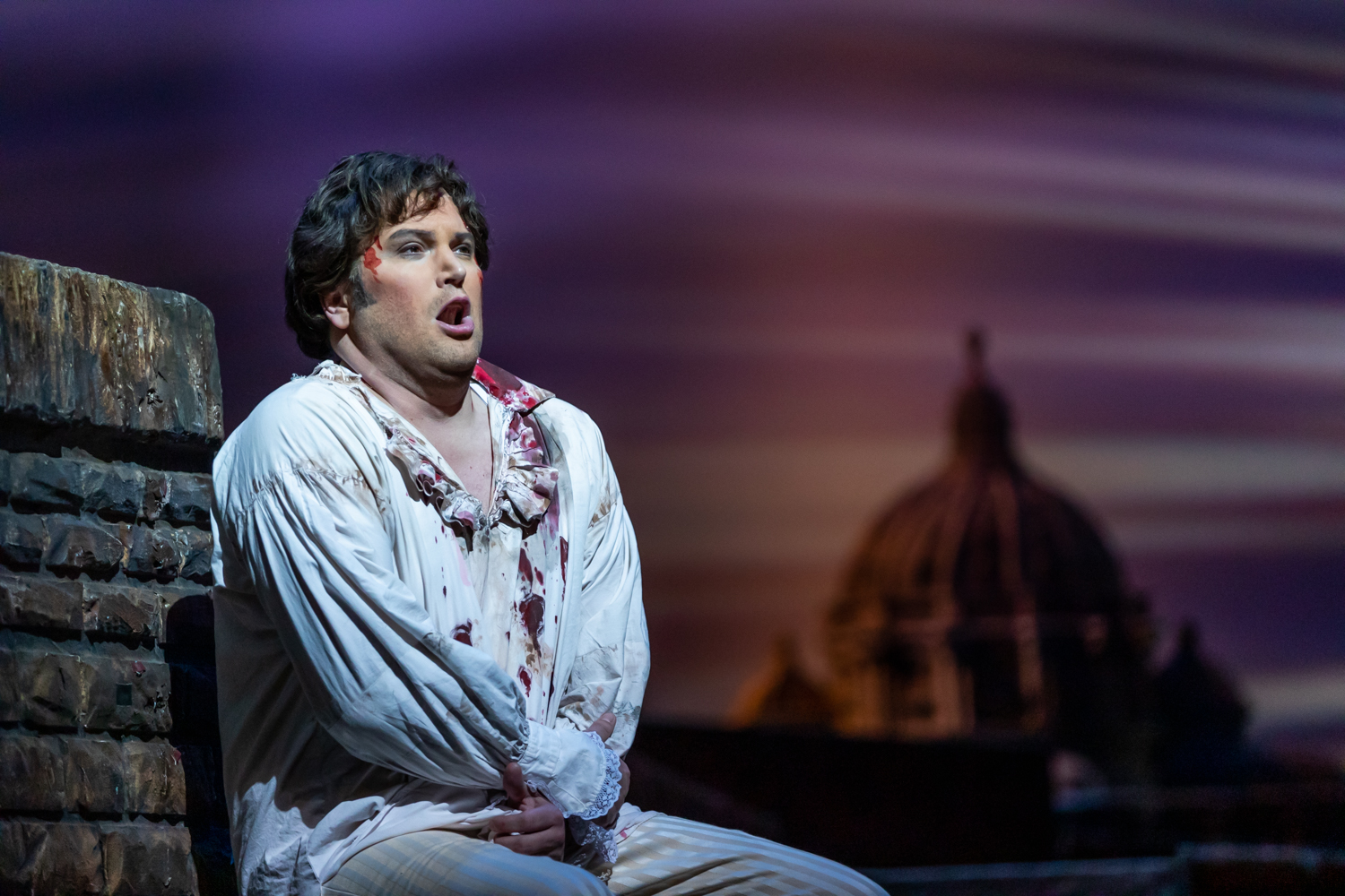 IN REVIEW: tenor SCOTT QUINN as Cavaradossi in North Carolina Opera's April 2019 production of Giacomo Puccini's TOSCA [Photograph by Eric Waters, © by North Carolina Opera]