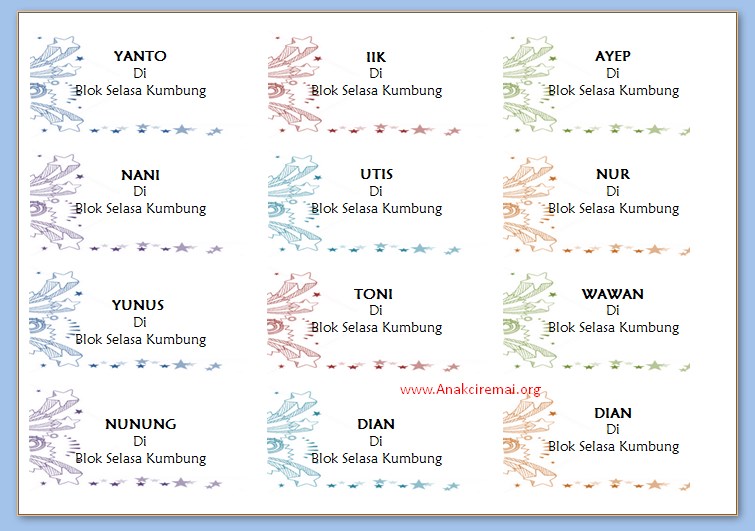 Label Undangan  Unik Background Gambar Bintang