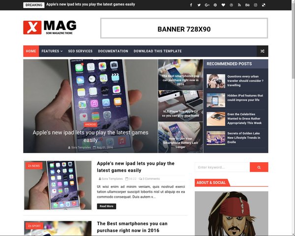 X Mag Blogger Template is a semi magazine responsive blogspot theme for personal and commercial news media portal