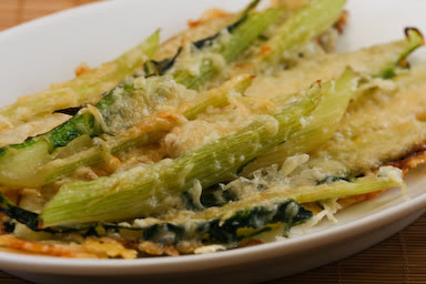 Baked Swiss Chard Stems with Parmesan