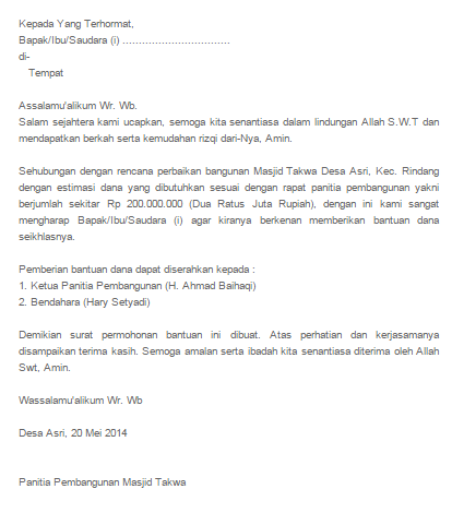 Contoh Surat Bantuan Dana Orang Sakit Contoh Surat Terbaru