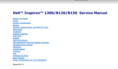 Dell Inspiron 1300 Service Manual