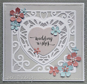 Modern elegant die cut wedding card with flower details