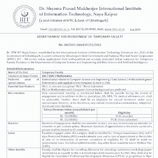 SHYAMA PRASAD MUKHERJEE COLLEGE RAIPUR VACANCY 20222 | डॉ. श्यामा प्रसाद मुखर्जी कॉलेज रायपुर में वेकेंसी