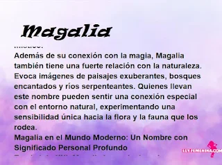 ▷ Significado del nombre Magalia