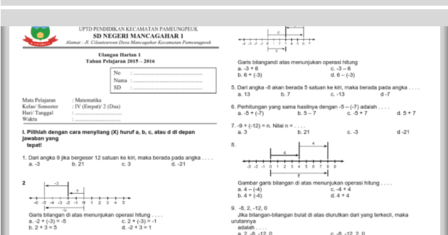 DOWNLOAD LATIHAN SOAL ULANGAN HARIAN MATEMATIKA SD KELAS 4 