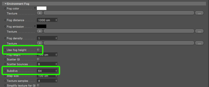 Fog Height - Environment Fog Cinema4D Vray