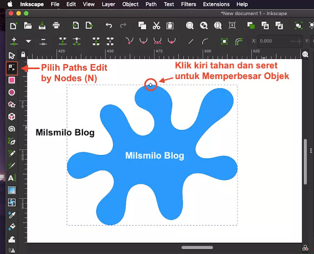 Cara memperbesar objek di inkscape, membesarkan objek, merubah ukuran objek menjadi lebih besar menggunakan inkscape