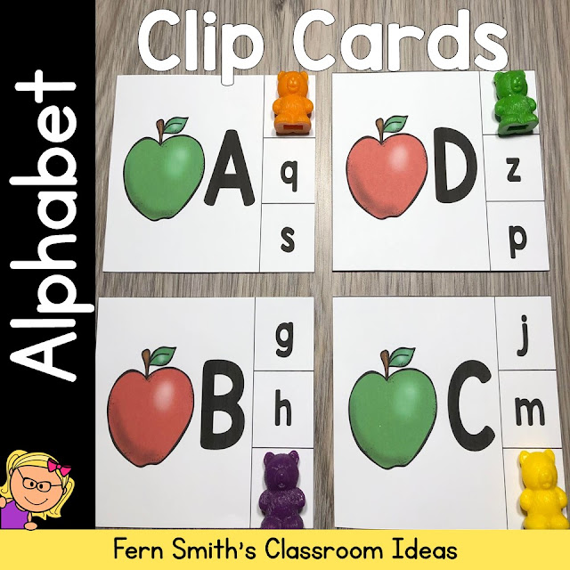 Click Here to Download This Apple Themed Alphabet Clip Card Literacy Center with FOUR Ways to Differentiate Using Uppercase & Lowercase Letters for Your Classroom Today!