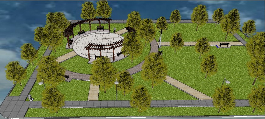 PARK DESIGN AND LANDSCAPING STRUCTURE 3D MODEL CAD DRAWING ...