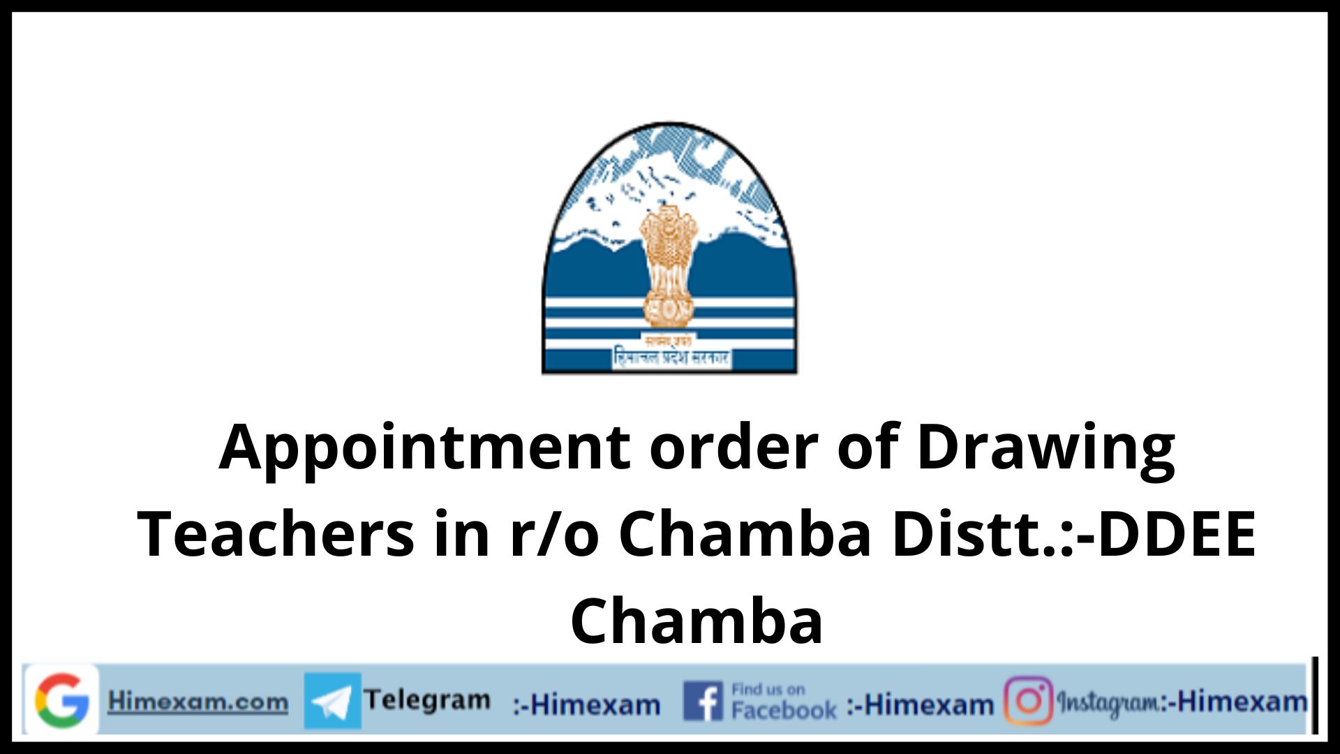 Appointment order of Drawing Teachers in r/o Chamba Distt.:-DDEE Chamba
