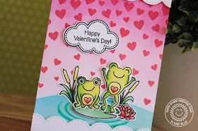 Sunny Studio Stamps: Cascading Hearts Froggy Valentine Card by Eloise Blue