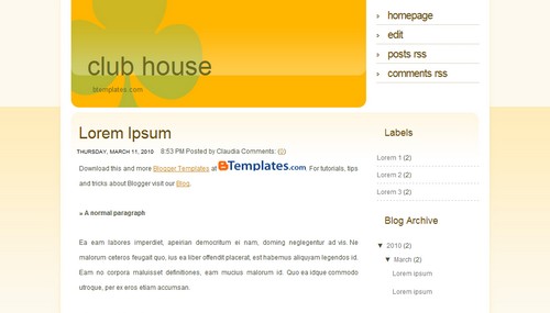 Club House Blogger Template