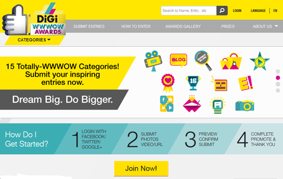 digi wwwow internet for all awards 2013 - panduan blogger blogspot
