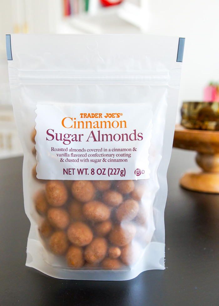 Trader Joe's Cinnamon Sugar Almonds in package on black table