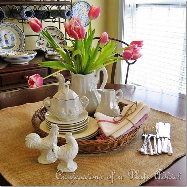 CONFESSIONS OF A PLATE ADDICT Ironstone and Tulips Valentine Centerpiece CONFESSIONS OF A PLATE ADDICT Ironstone and Tulips Valentine Centerpiece