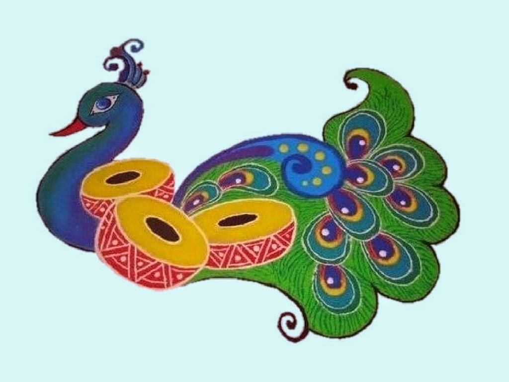 Latest Diwali Peacock Rangoli Designs Download  Festival 
