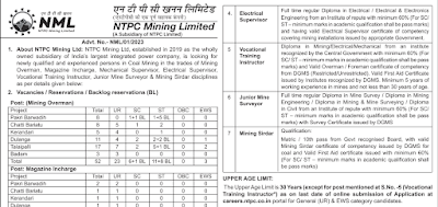 NTPC 114 Electrical Mechanical Mining and other Diploma and ITI Job Opportunities