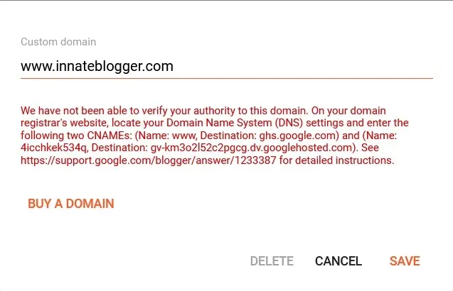 How to add Custom Domain in Blogger