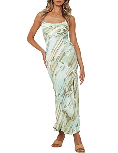 Fiemaoves Satin Silk Slip Maxi Dress