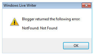 Windows Live Writer error for blogger blogs