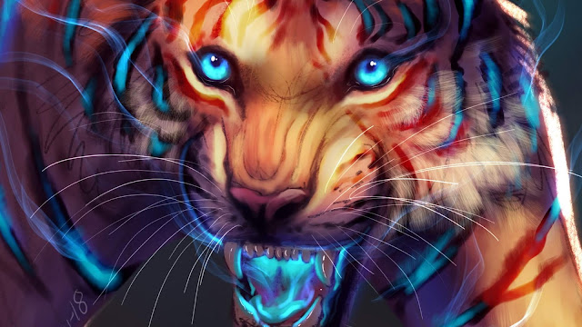 Fantasy, Tiger, Muzzle, Predator, Artwork