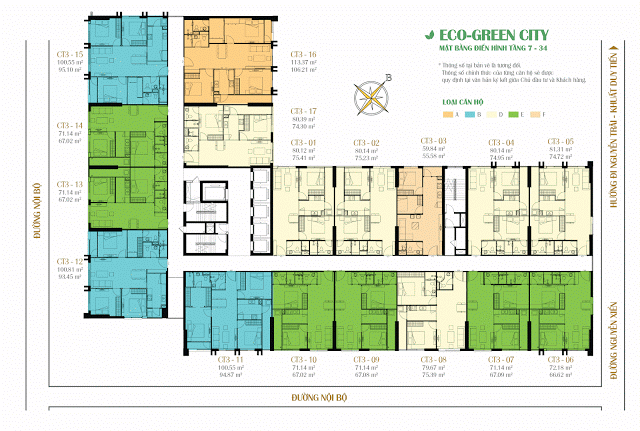 Mặt bằng tổng thể tòa CT3 Eco Green City