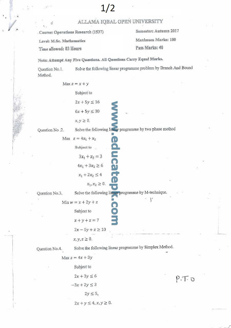 aiou-msc-mathematics-old-papers-1537
