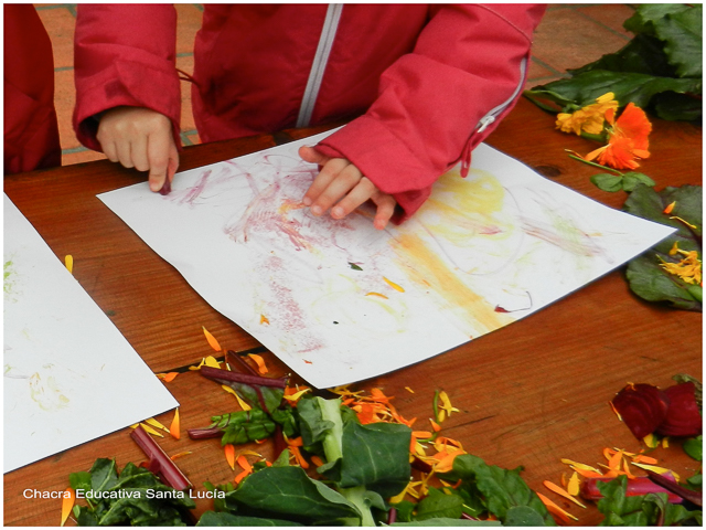 Coloreando con vegetales - Chacra Educativa Santa Lucía