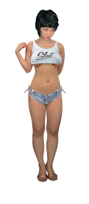 Girl in Daisy Dukes and slut top PNG clip art