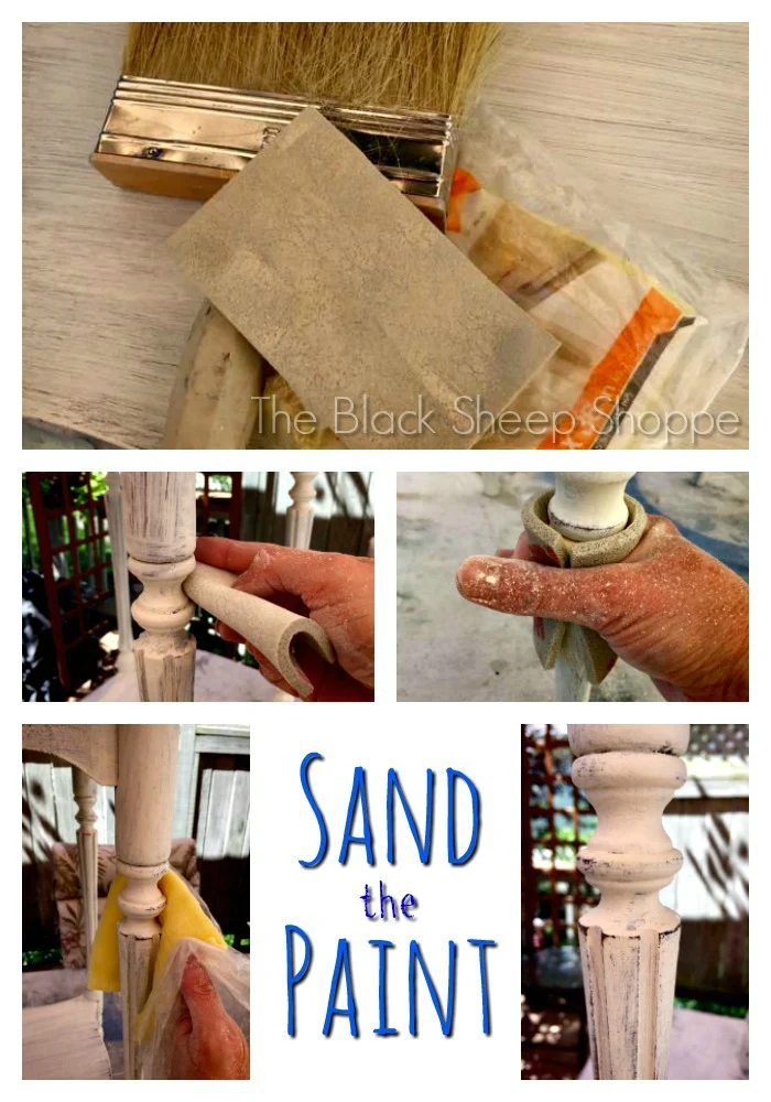 Photo collage of sanding chalk paint