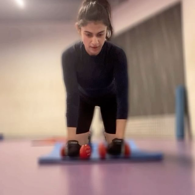 Priyasha Bhardwaj Pictures in Gym working hard