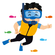シュノーケリングのイラスト(男性)
