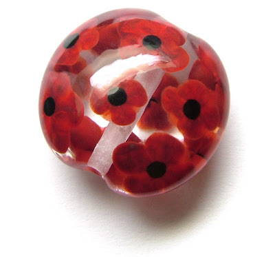 Lampwork Glass 'Poppies' Lentil