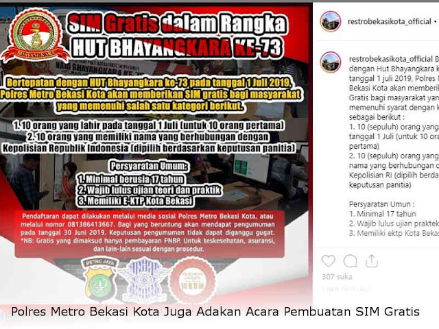 Polres Metro Bekasi Kota Juga Adakan Acara Pembuatan SIM Gratis